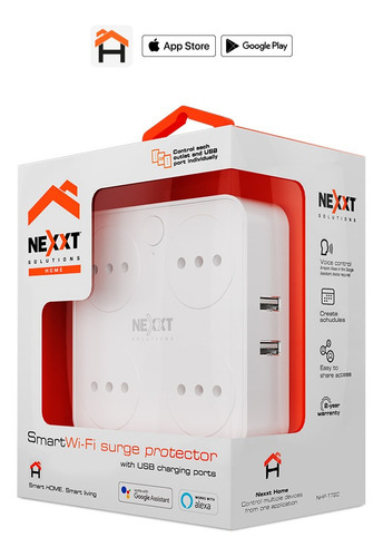 Enchufe Inteligente Nexxt Smart Wifi 4 Tomas Usb Cajaabierta