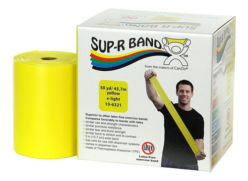 Cando 10-6321 Sup-r Latex Free Exercise Band, 50 Yd Roll, Ye