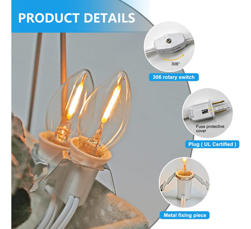 Juego De 2 Cables Con Bombilla Led De 1,8 Metros Para Decora
