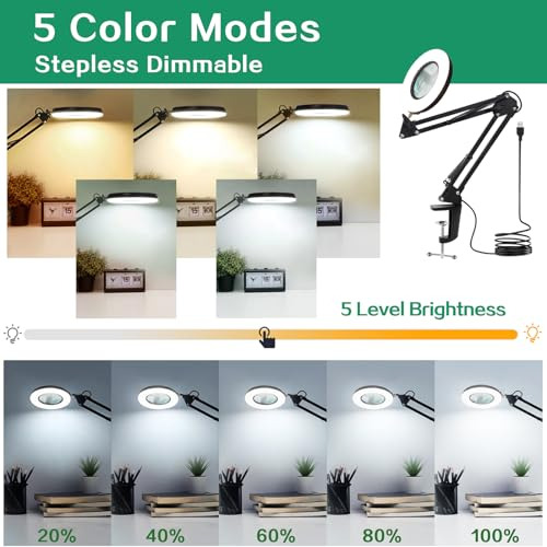 Lupa Iluminada 10x Lámpara De Escritorio Con 144 Led Regulab