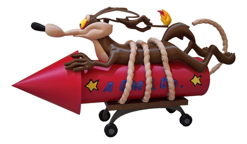 Boneco Wile E Coyote Action Figure Looney Tunes 37cm Comprim
