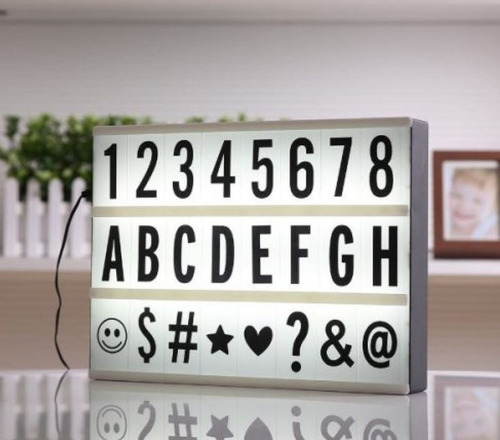 Caixa de luz LED Lightbox A4 Whiteboard com letras e emojis