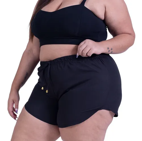 Short Plus Size Feminino Moda Saída De Praia Lindo