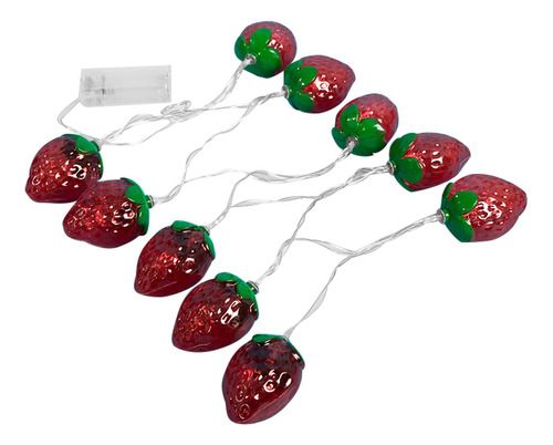 Cadena De Luces Rojas Con Frutas De Fresa, Lámpara De Habita