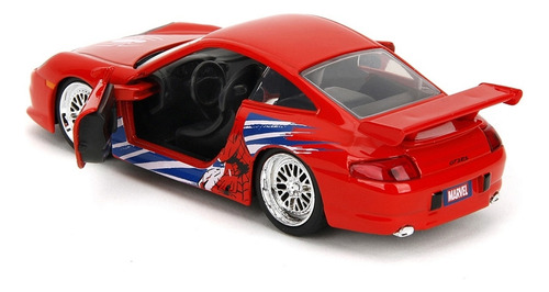 Porsche 911 Gt3 Rs (996), Spiderman, Escala 1:32 Color Rojo