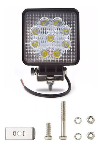 Par Faro Auxiliar Eversafe 9 Led 27w Off Road 4x4 Cuadrado