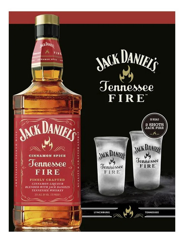 Pack De Regalo Whiskey Jack Daniel's Fire 750cc + 2 Shot