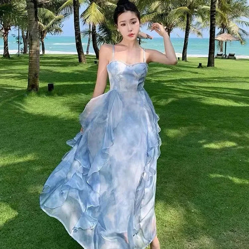 Vestido De Playa Largo Sin Tirantes Con Estampado Floral