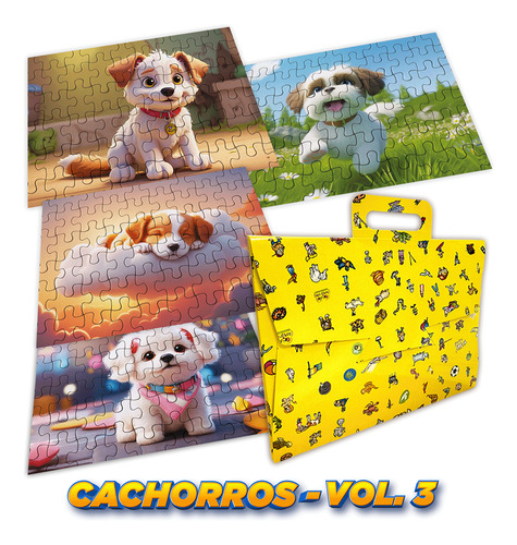 Quebra Cabeça Kit Com 4 Modelos Cachorros - Vol 3