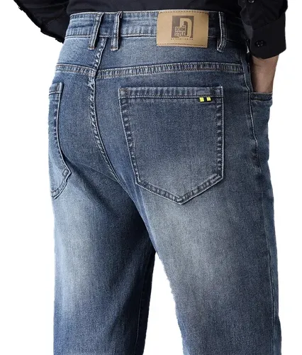 Pantalones Vaqueros Elásticos De Pierna Recta Para Hombre, C