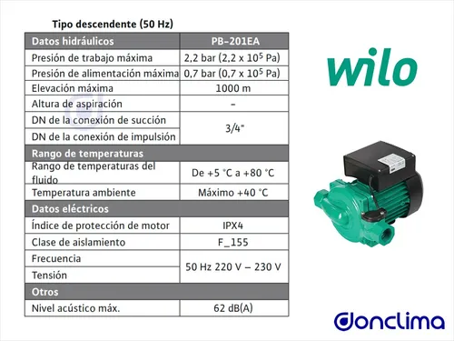 Bomba Wilo Pb 201 Ea Presurizadora