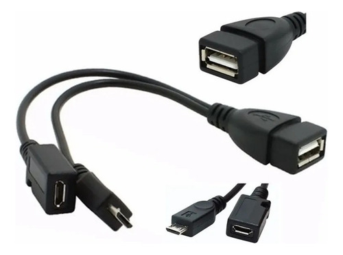 Adaptadores USB OTG 2 en 1 micro USB macho hembra a hembra, color negro