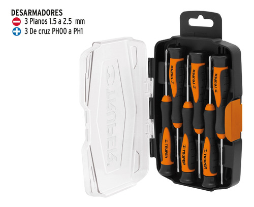 Juego 6 Desarmadores Largos Precisión Truper 14156 - 1 Pz