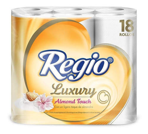 Bulto Papel Higiénico Regio R3 Almond De 18 Rollos En 4 Paqu