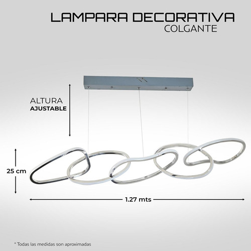 Lampara Colgante, Aros Sujetados En Forma Horizontal.