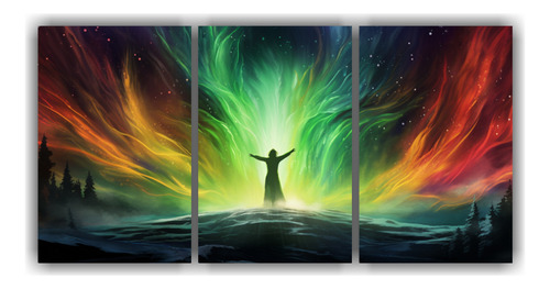 240x120cm Cuadro Abstract Dance Of Northern Lights Flores