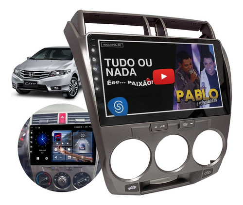 Multimidia Som Radio Painel City Honda Espelha Android Iphon