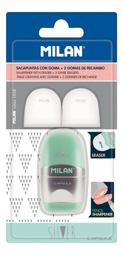 Blister Con 1 Sacapunta Y Goma + 2 Gomas De Repuesto Capsule