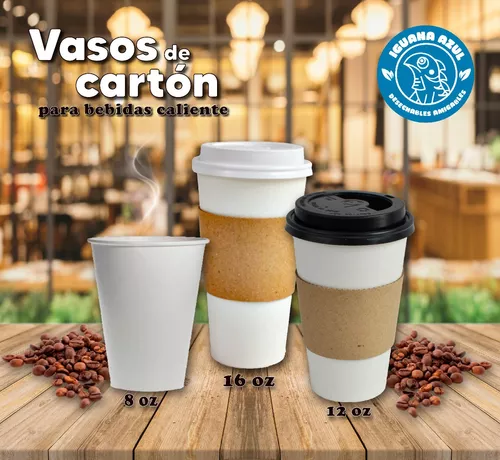 Vaso Para Café Encerado 12 Onzas Con Tapa Bio 250 Pzas