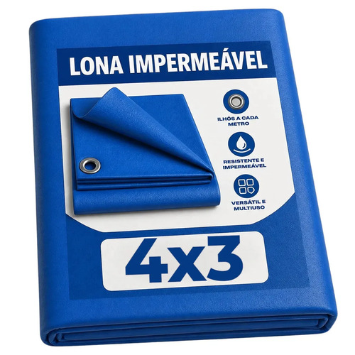 Lona Plástica Azul 4x3 Impermeável Reforçada Multiuso Cobertura Piscina Telhado Camping Com Ilhós Proteção UV Lonas Online