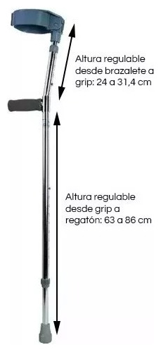 Imagen 2 de 9 de Baston Canadiense Doble Regulacion Para Adulto - Aluminio -