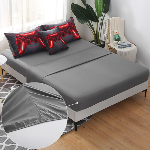 Juego De Edredón Gamer, 6 Piezas, Rojo, Talla Full