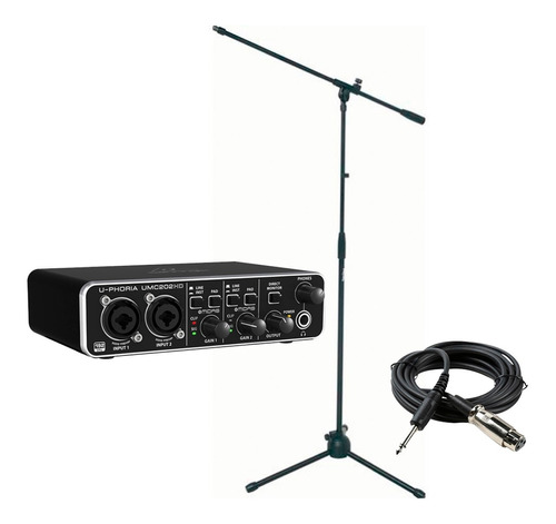 Combo Interfaz Behringer Umc202hd Con 2 Bases Y 2 Cables