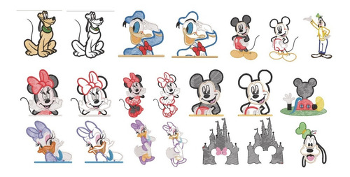 Pack Ponchados P/ Maquinas Bordadoras Matrices Mickey Mouse