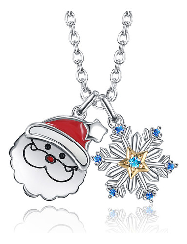 Set Navideño De Collar, Pulsera Y Aretes Con Santa Claus