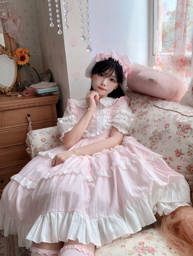 Princesa Kawaii Soft Lolita Japonesa, Color Liso, Dulce, Par