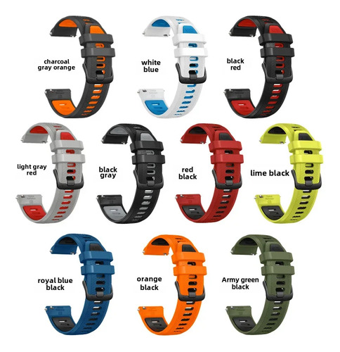 Verde Militar Negro - 22mm - Garmin 265 965 Silicona Bicolor