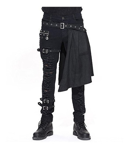 Devil Fashion Men Trouers Con Kilt Holes Pantalones Casuales