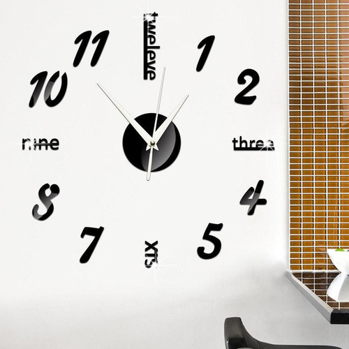 Reloj De Pared 3d Con Números De Espejo, Letras, Decoración