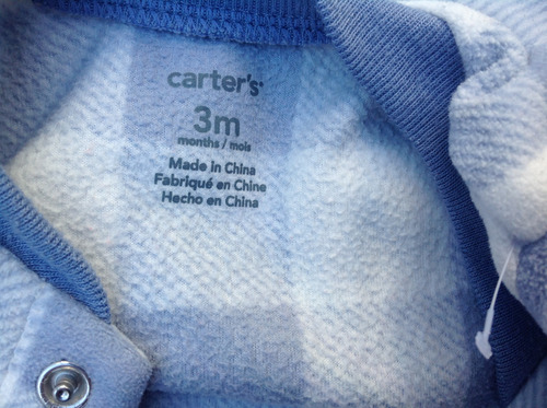 Mameluco Carter´s Para Bebé Niño 3 Meses Azul Lobito Pie Inc