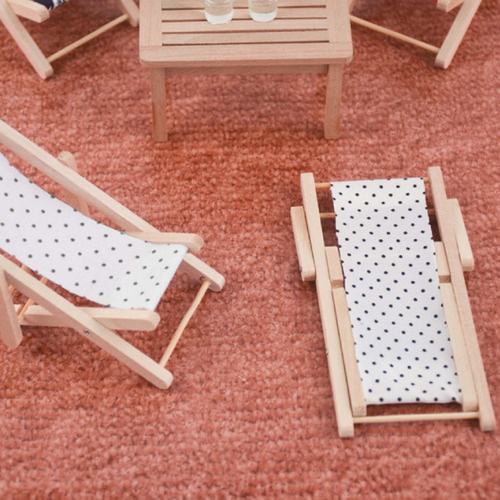 2 Casa De Muñecas En Miniatura Silla De Playa Muebles