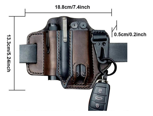 Funda Para Cinturón De Piel Edc Multitool Con Bolígrafo Y La
