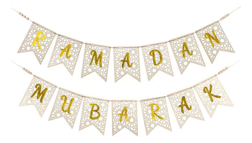 Ramadan Banner Pull Flag Decoraciones Musulmanas Props Oro
