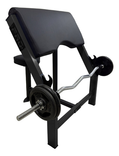 Maquina Gimnasio Predicador Curl De Biceps Gym Estructura Negro Tapizado Negro