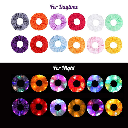 24 Pcs Light Up Scrunchies, Bandeos De Cabello Led Scrunchie
