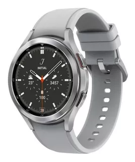 Samsung Galaxy Watch4 Classic (Bluetooth) 1.4" caja 46mm de acero inoxidable silver, malla silver de fluoroelastómero y bisel black de acero inoxidable SM-R890