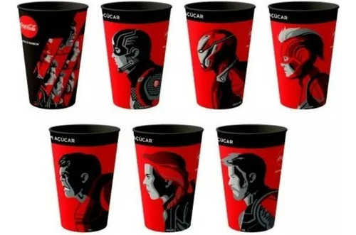 Coleção Completa 7 Copos Coca Cola Vingadores