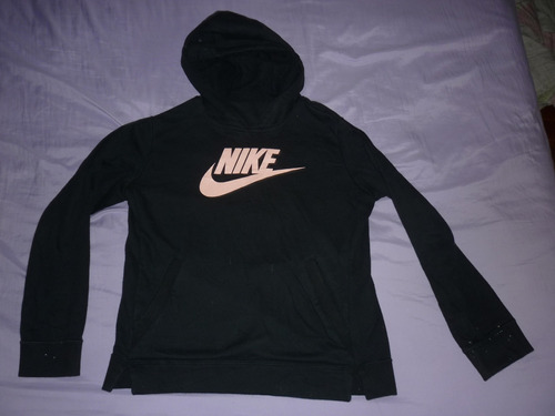 E Buzo Hoodie Dama Nike Algodon Negro Talle L Art 49588