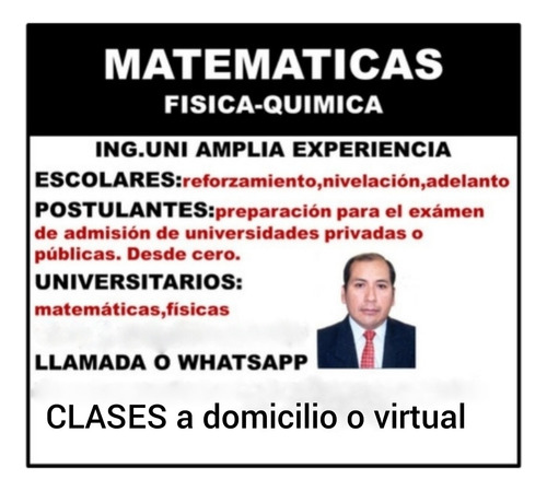 Profesor Particular(uni) Clases Matemáticas,física,química