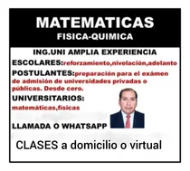 Comprar Profesor Particular(uni) Clases Matemáticas,física,química 