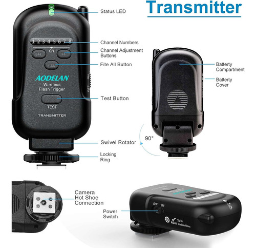 Transmisor Y Receptor Inalambrico Flash Trigger 2.4 De Ao...