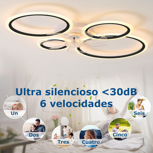 Lámpara Ventilador Techo Inteligente Mando A Distancia