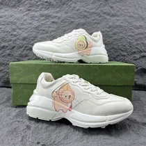 Comprar Tenis Zapatillas De Cuero Con El Logotipo Gucci Para Hombres Y Mujeres De La Colección Rhyton  Gucci