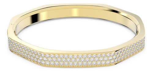 Pulsera Swarovski Dextera Forma Octagonal Blanca Baño Oro