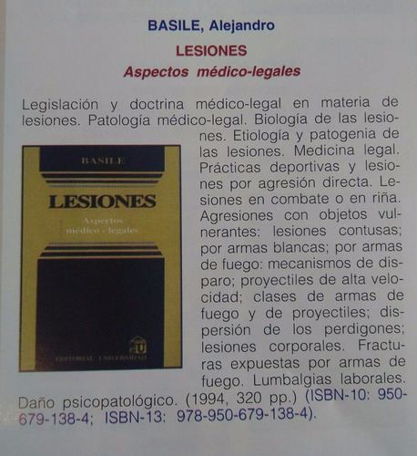 Lesiones , Aspectos:  Médico-  Legales/  Dr. Basile 