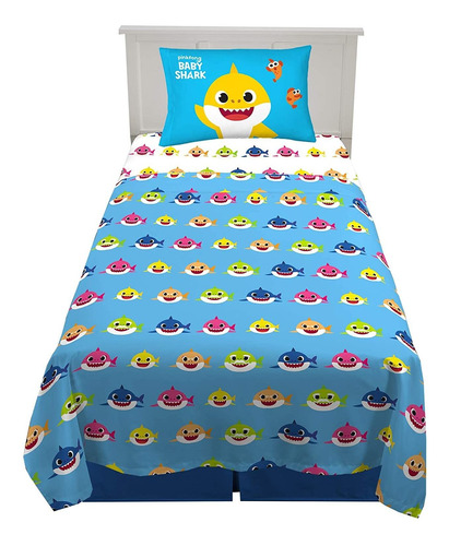 Juego De Sábanas Tamaño Individual Baby Shark Franco Niños